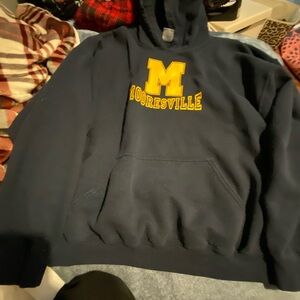 Gildan Navy Hoodie with Yellow Print